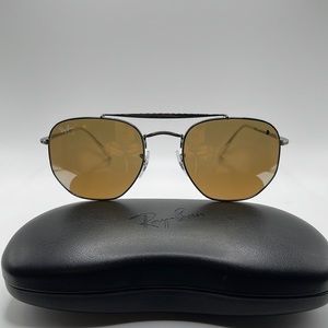 NWOT. Ray Ban Unisex hexagonal sunglasses. Gunmetal frames with brown lenses.